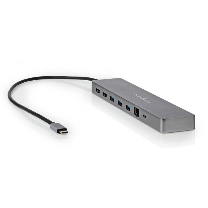 Nedis USB Multi-Port Adapter | USB 3.2 Gen 1 | USB-C™ Hann | Micro SD / RJ45 Hun / SD / 2x HDMI™ / 2x USB-C™ / 3x USB-A Hunn | 0.40 m | Rund | Gull belagt | TPE | Antrasitt | Boks i gruppen Datautstyr / Bærbare datamaskiner og tilbehør / Dokkingstasjoner hos TP E-commerce Nordic AB (C57843)