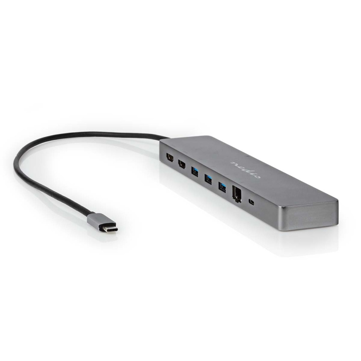 Nedis USB Multi-Port Adapter | 10-i-1 | USB 3.2 Gen 1 | USB-C™ Hann | Micro SD / RJ45 Hun / SD / 2x HDMI™ / 2x USB-C™ / 3x USB-A Hunn | 0.40 m | Rund | Gull belagt | TPE | Antrasitt | Boks i gruppen Datautstyr / Bærbare datamaskiner og tilbehør / Dokkingstasjoner hos TP E-commerce Nordic AB (C57843)