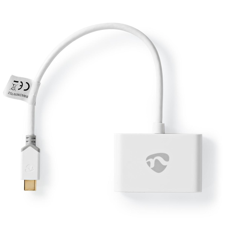 Nedis USB Multi-Port Adapter | USB 3.1 Gen1 | USB-C™ Hann | 2x USB-A | 1000 Mbps | 0.20 m | Rund | Gull belagt | PVC | Hvit | Vindus boks i gruppen Datautstyr / Datamaskin Tilbehør / USB-Hubs hos TP E-commerce Nordic AB (C57845)
