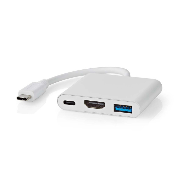Nedis USB Multi-Port Adapter | 3-i-1 | USB 3.2 Gen 1 | USB-C™ Hann | HDMI™ Output / USB-A Hun / USB-C™ Hunn | 5 Gbps | 0.10 m | Rund | Nikkel belagt | PVC | Hvit | Boks i gruppen Datautstyr / Bærbare datamaskiner og tilbehør / Dokkingstasjoner hos TP E-commerce Nordic AB (C57850)