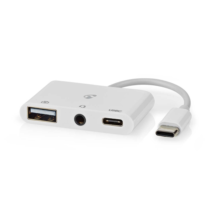Nedis USB Multi-Port Adapter | USB 2.0 | USB-C™ Hann | USB-A Hun / USB-C™ Hunn / 3.5 mm Hun | 480 Mbps | 0.10 m | Rund | Nikkel belagt | PVC | Hvit | Boks i gruppen Datautstyr / Datamaskin Tilbehør / USB-Hubs hos TP E-commerce Nordic AB (C57851)