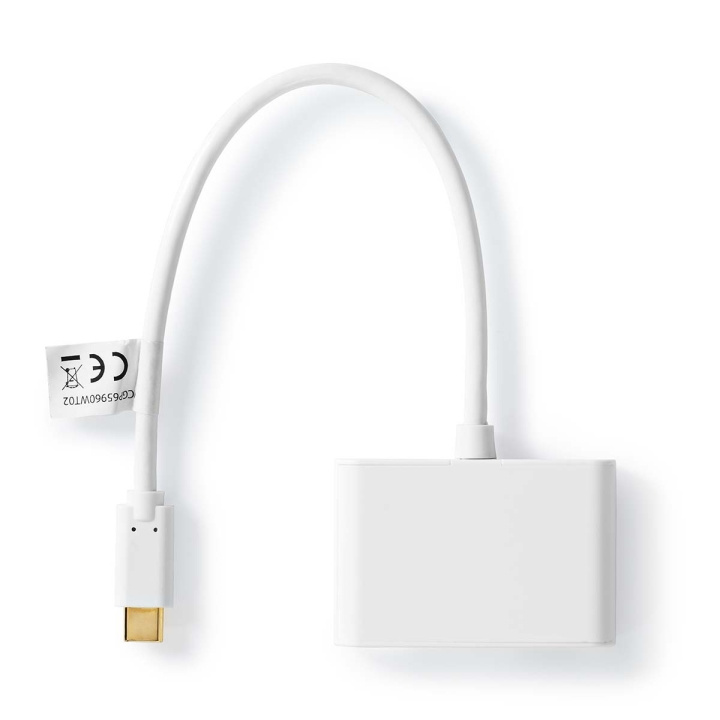 Nedis USB Multi-Port Adapter | USB 3.2 Gen 1 | USB-C™ Hann | 2x USB-A | 1000 Mbps | 0.20 m | Rund | Nikkel belagt | PVC | Hvit | Blister i gruppen Datautstyr / Datamaskin Tilbehør / USB-Hubs hos TP E-commerce Nordic AB (C57853)
