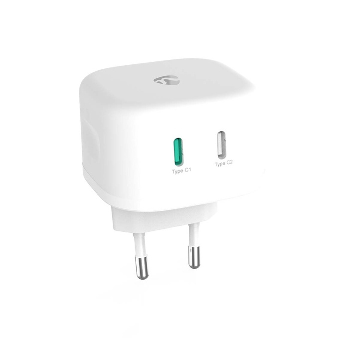 Nedis vegg lader | 45 W | GaN | PD3.0 45W | Hurtigladefunksjon | 2.25 A / 3.0 A | Antall utganger: 2 | 2x USB-C™ | Automatisk Spenning Utvalg | Hvit i gruppen SMARTTELEFON & NETTBRETT / Ladere og Kabler / Vegglader / Vegglader Type C hos TP E-commerce Nordic AB (C57885)