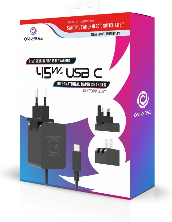 Oniverse Switch 45W hurtiglader, Switch / Switch OLED / Switch Lite i gruppen Elektronikk / TV-spill & tilbehør / Nintendo Switch / Tilbehør hos TP E-commerce Nordic AB (C58071)
