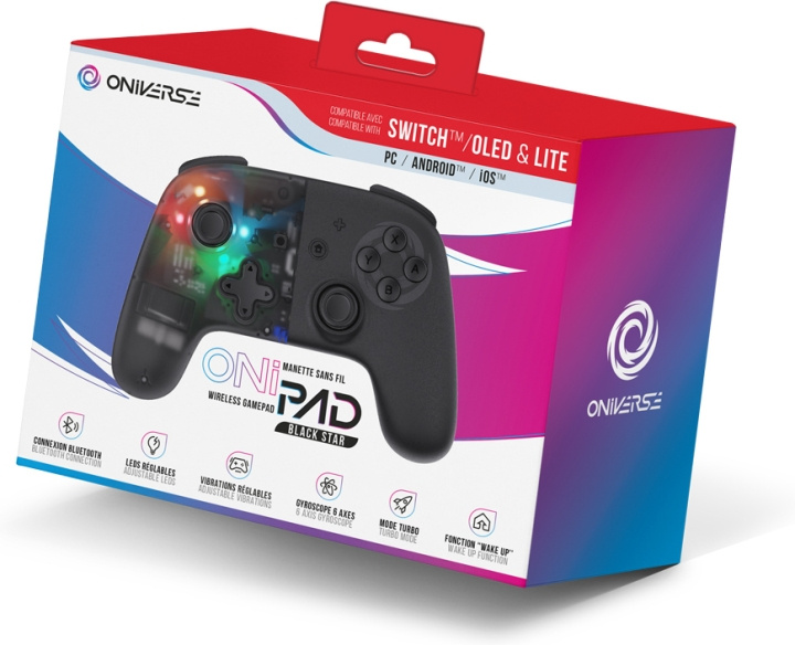 Oniverse OniPad Blackstar trådløs spillkontroller, svart, Switch i gruppen Elektronikk / TV-spill & tilbehør / Nintendo Switch / Tilbehør hos TP E-commerce Nordic AB (C58072)