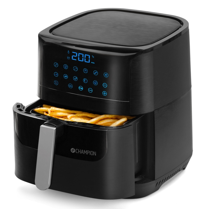 Champion Air Fryer XL Ceramic 5,5L 1800W AF600 Svart i gruppen HJEM, HUS OG HAGE / Husholdningsapparater / Airfryers og frityrkokere hos TP E-commerce Nordic AB (C58100)