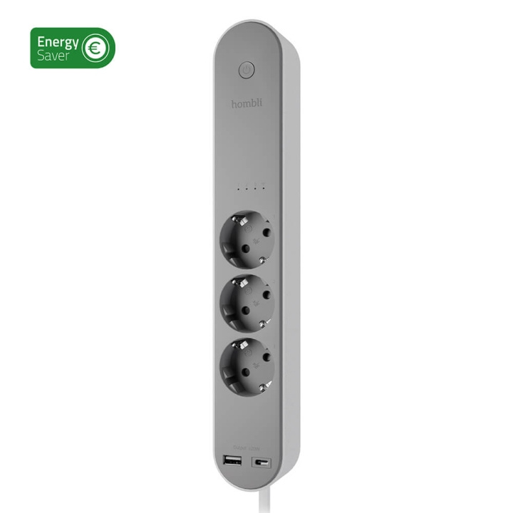 Hombli Smart Power Strip 3-way Grey USB-C & USB-A i gruppen HJEM, HUS OG HAGE / Smarthus / Smarte sensorer hos TP E-commerce Nordic AB (C58576)