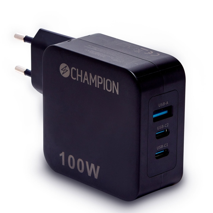 Champion Laddare 100W PD / QC Svart i gruppen SMARTTELEFON & NETTBRETT / Ladere og Kabler / Vegglader / Vegglader Type C hos TP E-commerce Nordic AB (C58658)