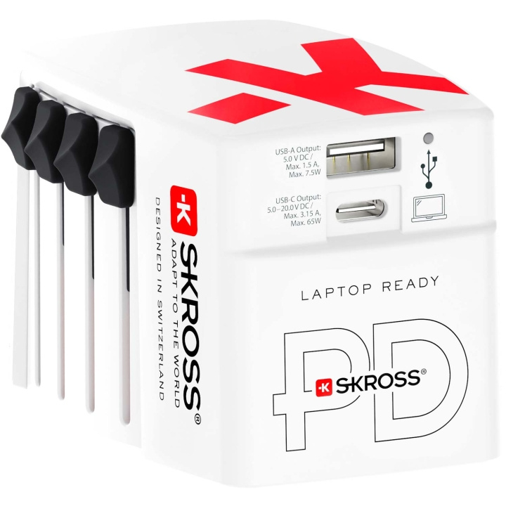 SKROSS World USB Charger AC65PD USB-C PD + USB-A 65W i gruppen HJEM, HUS OG HAGE / El og belysning / Reiseadaptere hos TP E-commerce Nordic AB (C58667)