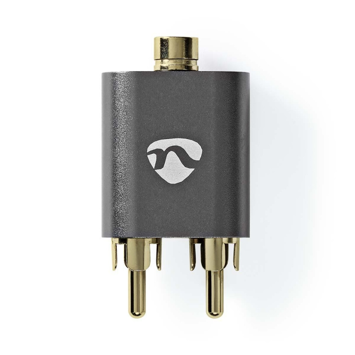 Nedis Stereo Audio Adapter | 2x RCA Han | 3.5 mm Hun | Gull belagt | Rett | Aluminium | Gun Metal Grå | 1 stk. | Deksel Vindusboks i gruppen Elektronikk / Kabler og adaptere / Lyd analog / Adaptere hos TP E-commerce Nordic AB (C58980)