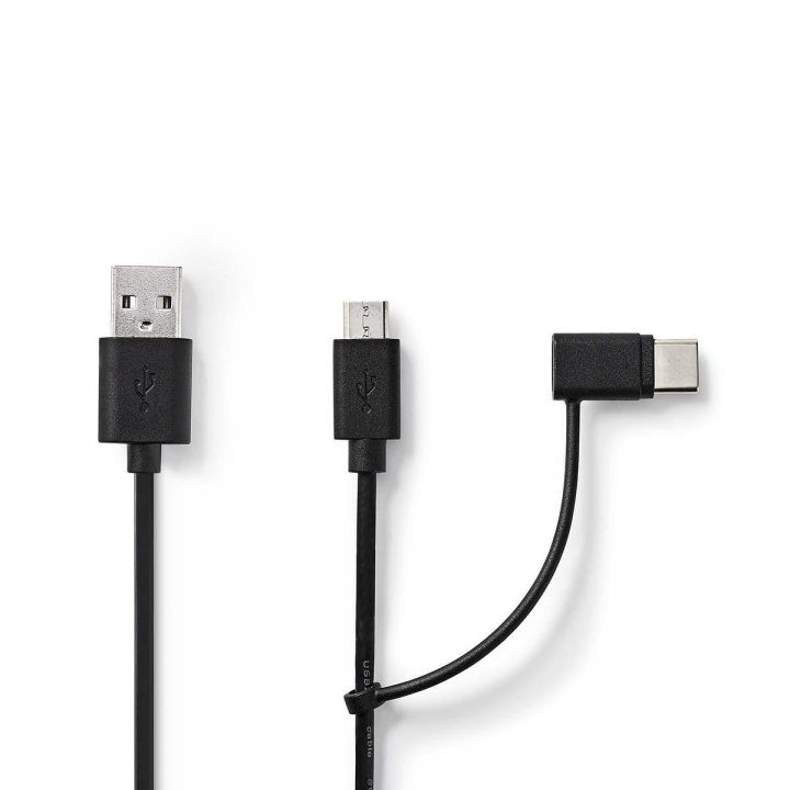 Nedis 2 i en kabel | USB 2.0 | USB-A Han | USB Micro-B Han / USB-C™ Hann | 480 Mbps | 1.00 m | Nikkel belagt | Rund | PVC | Sort | Blister i gruppen Datautstyr / Kabler og adaptere / USB / USB-A / Kabler hos TP E-commerce Nordic AB (C58983)