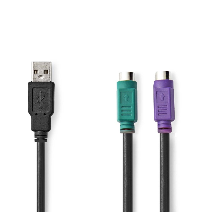 Nedis 2 i en kabel | USB 2.0 | USB-A Han | 2x PS/2 Hun | 480 Mbps | 0.30 m | Nikkel belagt | Rund | PVC | Sort | Boks i gruppen Datautstyr / Kabler og adaptere / USB / USB-A / Kabler hos TP E-commerce Nordic AB (C58984)