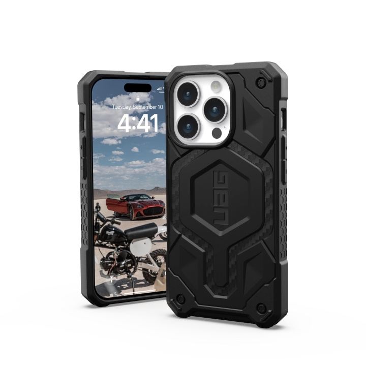 Urban Armor Gear iPhone 15 Pro Monarch Pro - Carbon Fiber i gruppen SMARTTELEFON & NETTBRETT / Mobilbeskyttelse / Apple / iPhone 15 hos TP E-commerce Nordic AB (C59747)