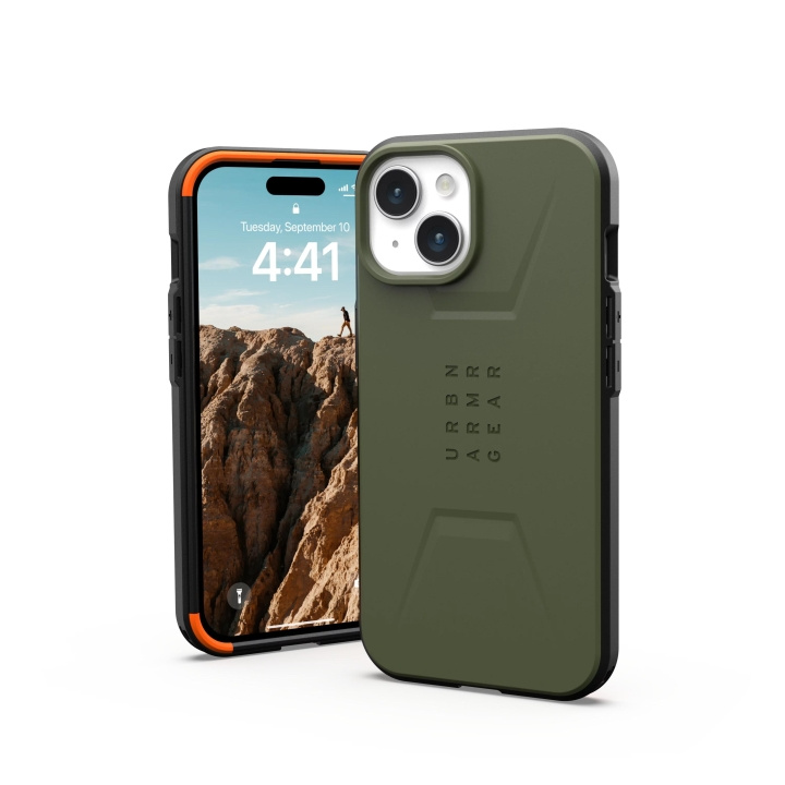 Urban Armor Gear iPhone 15 Civilian Magsafe - Olive Drab i gruppen SMARTTELEFON & NETTBRETT / Mobilbeskyttelse / Apple / iPhone 15 hos TP E-commerce Nordic AB (C59809)