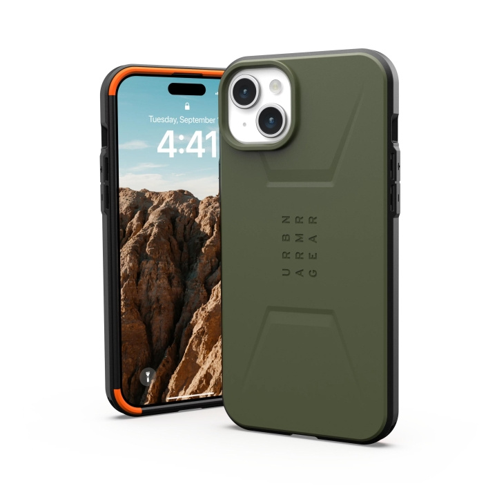 Urban Armor Gear iPhone 15 Plus Civilian Magsafe - Olive Drab i gruppen SMARTTELEFON & NETTBRETT / Mobilbeskyttelse / Apple / iPhone 15 hos TP E-commerce Nordic AB (C59810)