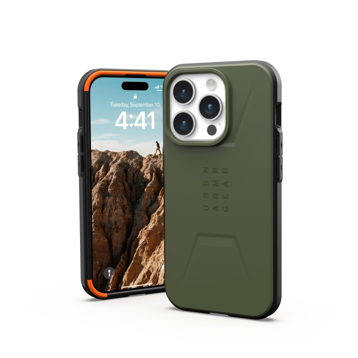 Urban Armor Gear iPhone 15 Pro Civilian Magsafe - Olive Drab i gruppen SMARTTELEFON & NETTBRETT / Mobilbeskyttelse / Apple / iPhone 15 hos TP E-commerce Nordic AB (C59811)