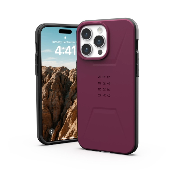 Urban Armor Gear iPhone 15 Pro Max Civilian Magsafe - Bordeaux i gruppen SMARTTELEFON & NETTBRETT / Mobilbeskyttelse / Apple / iPhone 15 hos TP E-commerce Nordic AB (C59816)