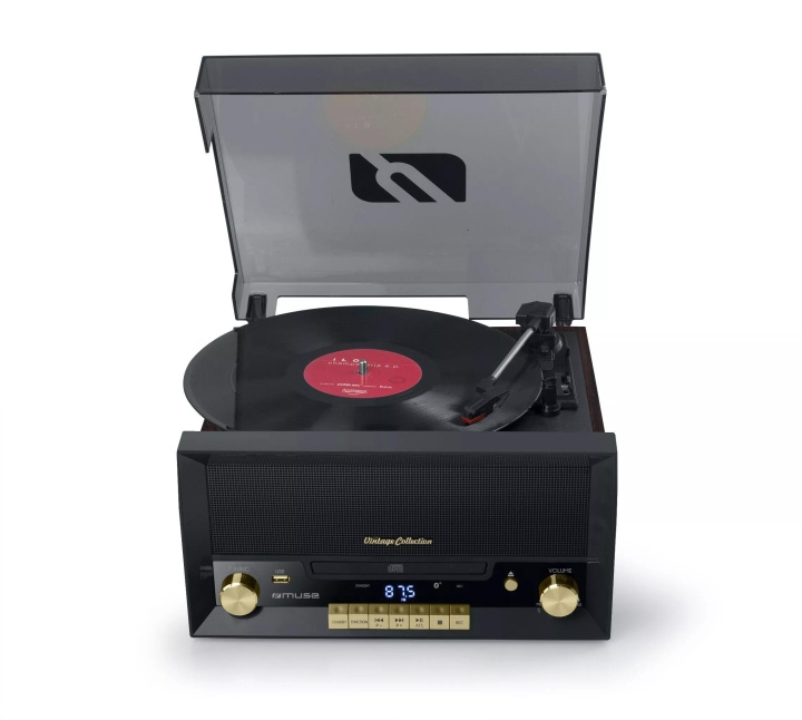 Muse MT-112 W Platespiller Micro system FM BT CD USB Retro i gruppen Elektronikk / Lyd & Bilde / Hjemmekino, HiFi og bærbar / Kompakt Stereo & Platespillere hos TP E-commerce Nordic AB (C59963)
