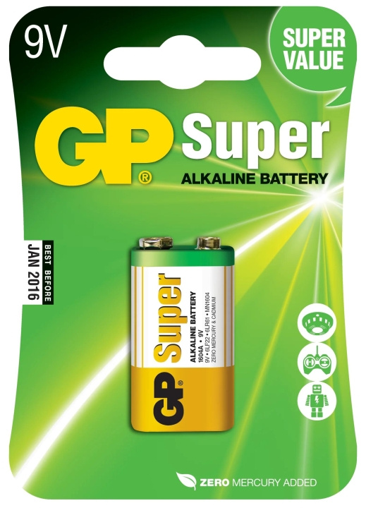 GP Super Alkaline 9V 1 Pack (B) i gruppen Elektronikk / Batterier & Ladere / Batterier / 9V hos TP E-commerce Nordic AB (C59987)
