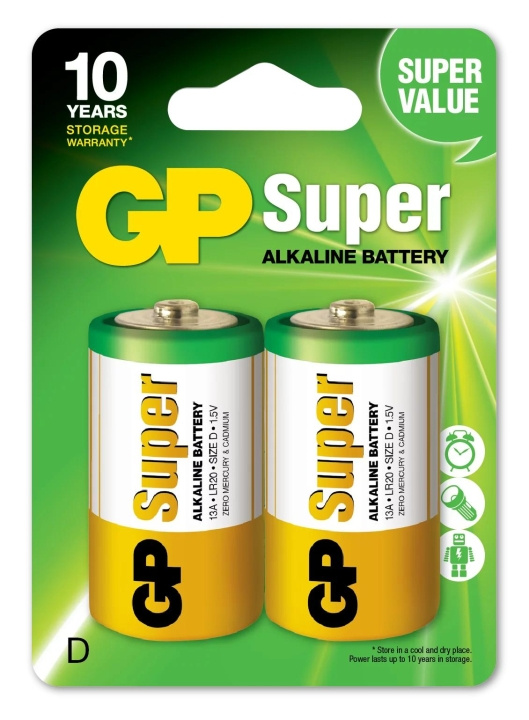 GP Super Alkaline D 2 Pack (B) i gruppen Elektronikk / Batterier & Ladere / Batterier / Andre hos TP E-commerce Nordic AB (C59990)