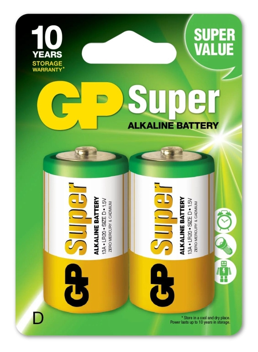 GP Super Alkaline D 2-pakning (B) i gruppen Elektronikk / Batterier & Ladere / Batterier / Andre hos TP E-commerce Nordic AB (C59990)