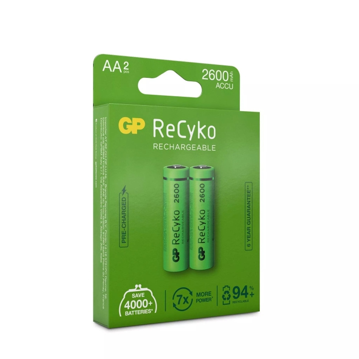 GP ReCyko NiMH 2600mAh AA 2 PK (PB) i gruppen Elektronikk / Batterier & Ladere / Oppladbare batterier / AA hos TP E-commerce Nordic AB (C60009)