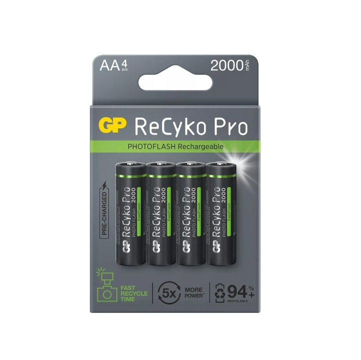 GP Recyko Pro Photoflash 2000mAh AA 4 Pack (PB) i gruppen Elektronikk / Batterier & Ladere / Oppladbare batterier / AA hos TP E-commerce Nordic AB (C60010)