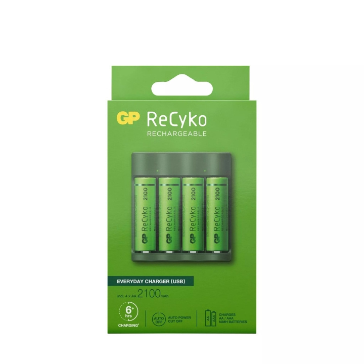 GP ReCyko EverydayCharger w/4xAA 2100mAh (PB) i gruppen Elektronikk / Batterier & Ladere / Oppladbare batterier / AA hos TP E-commerce Nordic AB (C60015)