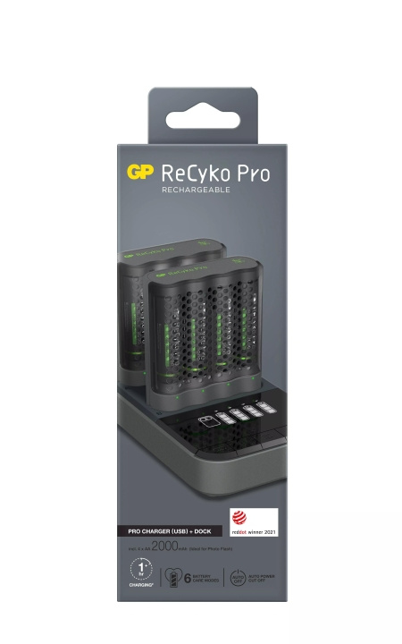 GP Pro lader 2 stk. med ladestasjon + 8xAA fotoflash (PB) i gruppen Elektronikk / Batterier & Ladere / Oppladbare batterier / AA hos TP E-commerce Nordic AB (C60020)