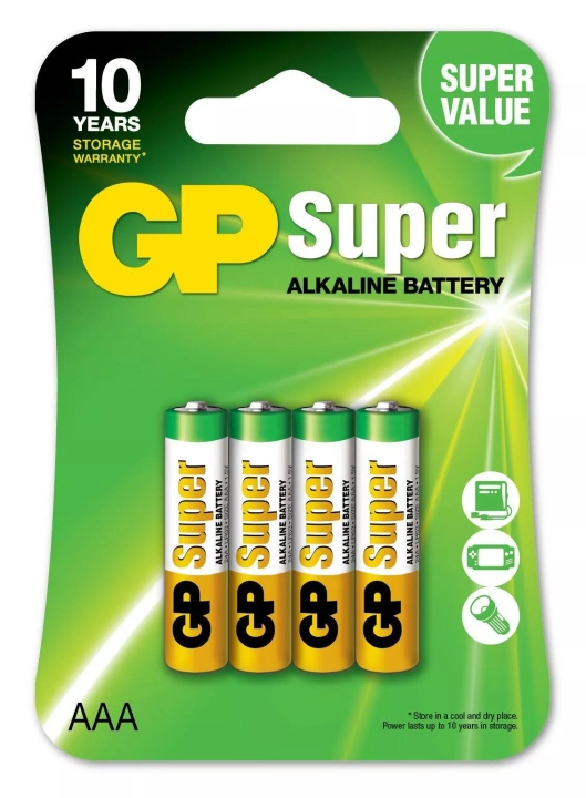 GP Super Alkaline AAA 4 Pack (B) i gruppen Elektronikk / Batterier & Ladere / Batterier / AAA hos TP E-commerce Nordic AB (C60023)
