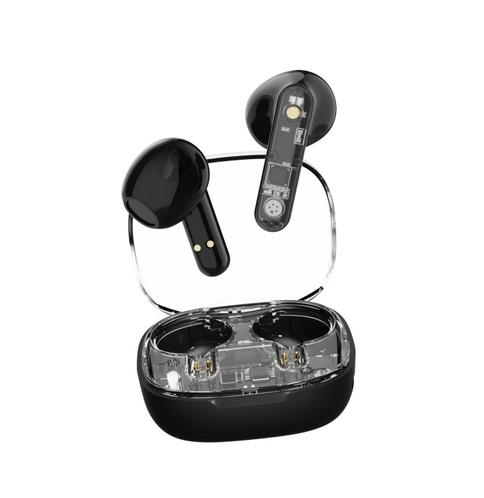 Streetz T150 TWS earphones, Transparent, Black i gruppen Elektronikk / Lyd & Bilde / Hodetelefoner & Tilbehør / Hodetelefoner hos TP E-commerce Nordic AB (C60042)