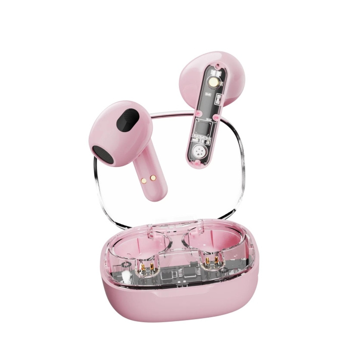 Streetz T150 TWS earphones, Transparent Pink i gruppen Elektronikk / Lyd & Bilde / Hodetelefoner & Tilbehør / Hodetelefoner hos TP E-commerce Nordic AB (C60044)