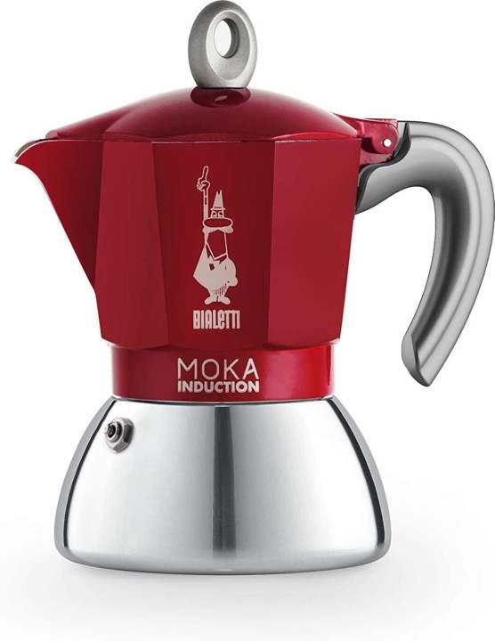Bialetti Moka Induksjon Rød, 4 kopper i gruppen HJEM, HUS OG HAGE / Husholdningsapparater / Kaffe og espresso / Kaffetraktere hos TP E-commerce Nordic AB (C60124)