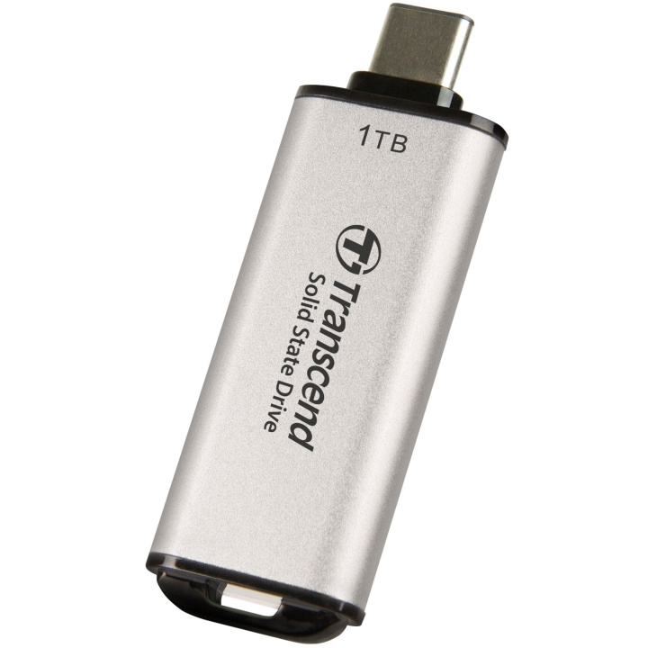 Transcend Portabel Mini SSD ESD300C USB-C 1TB 10Gbps (R1050/W950 Mb/s) Silver i gruppen Datautstyr / Datamaskin Tilbehør / Eksterne Harddisker hos TP E-commerce Nordic AB (C60278)