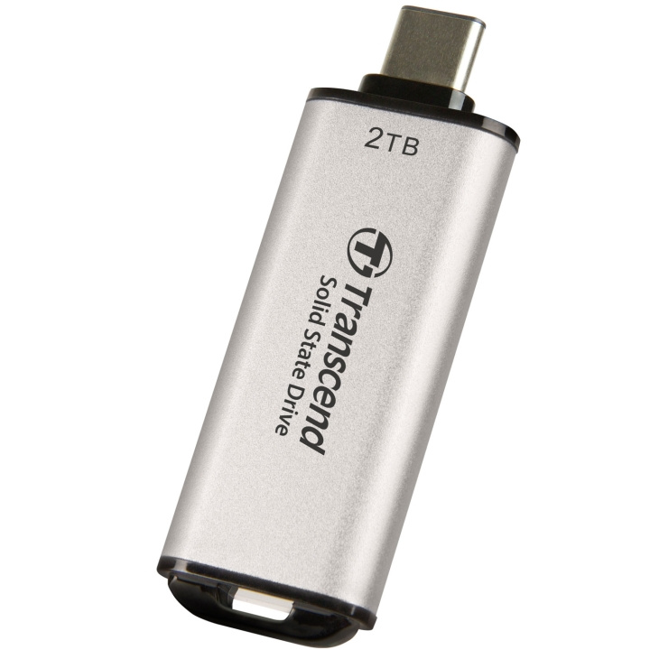 Transcend Portabel Mini SSD ESD300C USB-C 2TB 10Gbps (R1050/W950 Mb/s) Silver i gruppen Datautstyr / Datamaskin Tilbehør / Eksterne Harddisker hos TP E-commerce Nordic AB (C60279)