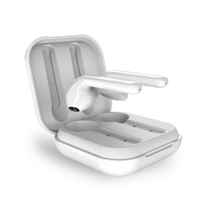 Puro Bluetooth Slim Pod-øretelefoner med ladestasjon, Vit i gruppen Elektronikk / Lyd & Bilde / Hodetelefoner & Tilbehør / Hodetelefoner hos TP E-commerce Nordic AB (C60592)