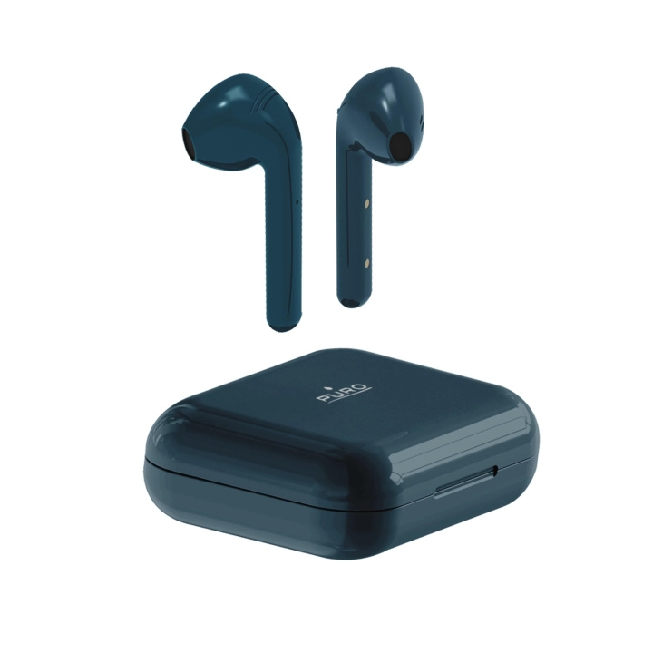 Puro Bluetooth Slim Pod-øretelefoner med ladestasjon, Blå i gruppen Elektronikk / Lyd & Bilde / Hodetelefoner & Tilbehør / Hodetelefoner hos TP E-commerce Nordic AB (C60597)