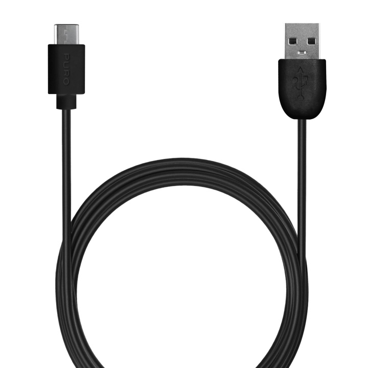 Puro USB-A - USB-C cable, 1m, Black i gruppen SMARTTELEFON & NETTBRETT / Ladere og Kabler / Kabler / Kabler type C hos TP E-commerce Nordic AB (C60619)