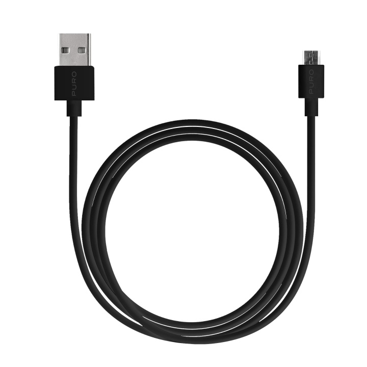 Puro USB-A - MicroUSB kabel, 2m, svart i gruppen SMARTTELEFON & NETTBRETT / Ladere og Kabler / Kabler / Kabler microUSB hos TP E-commerce Nordic AB (C60622)