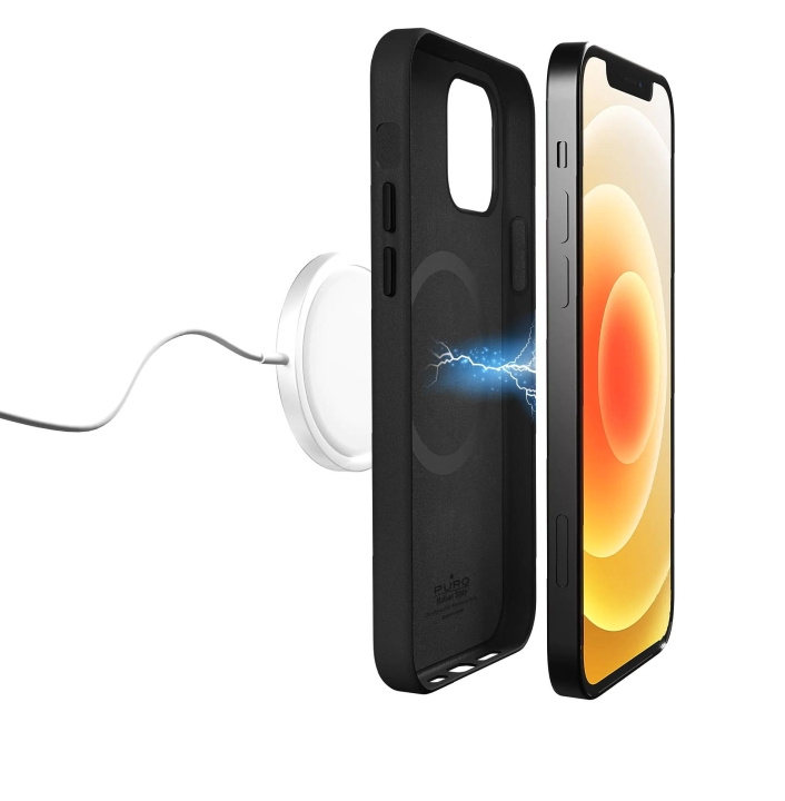 Puro iPhone 12/12 Pro SKYMAG-deksel i skinnutseende, svart i gruppen SMARTTELEFON & NETTBRETT / Mobilbeskyttelse / Apple / iPhone 12 / Deksel hos TP E-commerce Nordic AB (C60702)