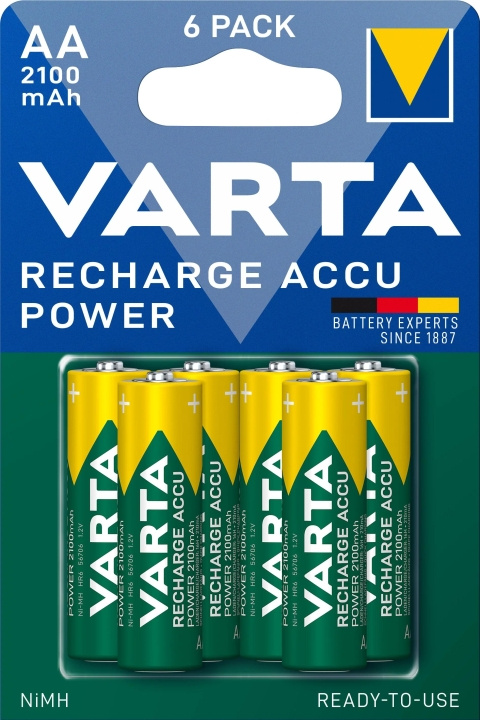 Varta Recharge Charge Accu Power AA 2100mAh 6-pakning i gruppen Elektronikk / Batterier & Ladere / Oppladbare batterier / AA hos TP E-commerce Nordic AB (C60790)