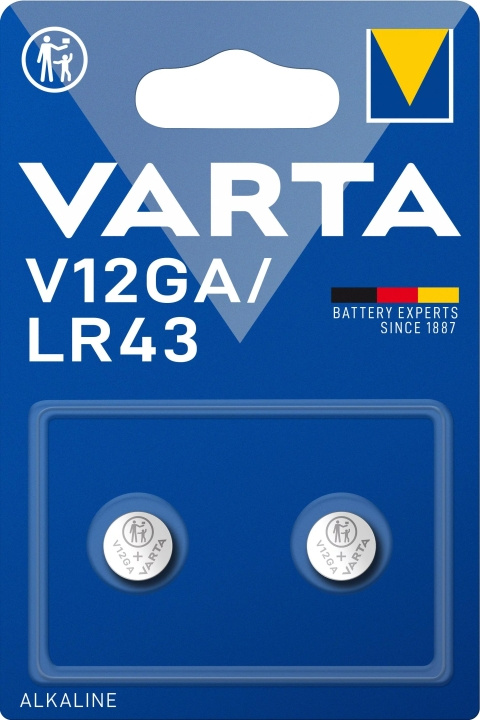 Varta V12GA/LR43 Alkaline 2 Pack i gruppen Elektronikk / Batterier & Ladere / Batterier / knappcelle hos TP E-commerce Nordic AB (C60802)