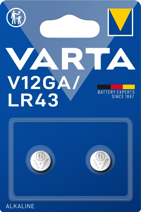 Varta V12GA/LR43 Alkaline 2-pakning i gruppen Elektronikk / Batterier & Ladere / Batterier / knappcelle hos TP E-commerce Nordic AB (C60802)