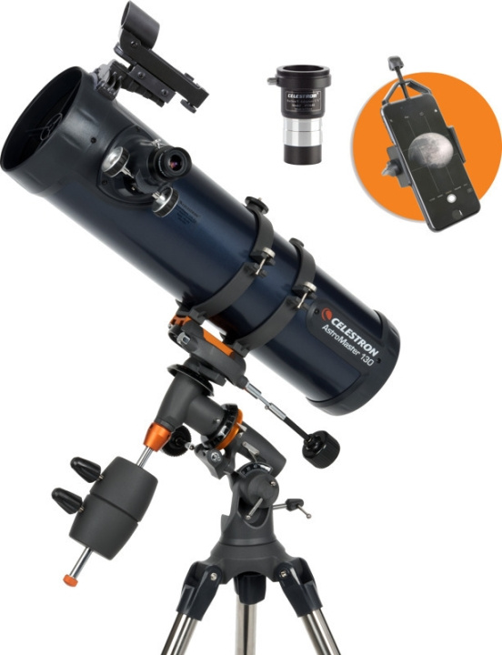 Celestron ASTROMASTER 130EQ stjerneteleskop + telefonadapter og T2-Barlow-objektiv i gruppen SPORT, FRITID & HOBBY / Friluftsliv / Kikkerter hos TP E-commerce Nordic AB (C60879)
