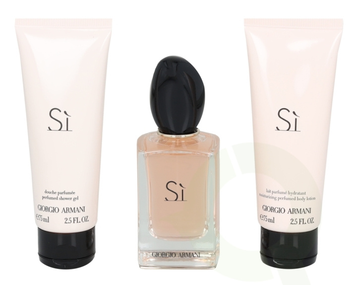 Armani Si Giftset 200 ml Edp Spray 50 ml / Showergel 75 ml / Body Lotion 75 ml i gruppen HELSE OG SKJØNNHET / Gavesett / Gavesett for henne hos TP E-commerce Nordic AB (C61147)