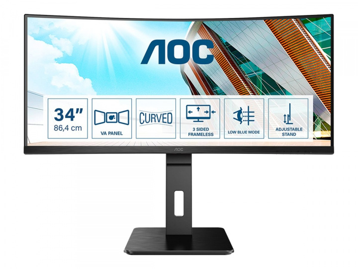 AOC CU34P2A 34 3440 x 1440 (UltraWide) HDMI DisplayPort 100Hz i gruppen Datautstyr / Dataskjerm / Dataskjermer hos TP E-commerce Nordic AB (C61342)