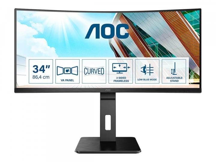 AOC CU34P2A 34 3440 x 1440 (UltraWide) HDMI DisplayPort 100 Hz i gruppen Datautstyr / Dataskjerm / Dataskjermer hos TP E-commerce Nordic AB (C61342)