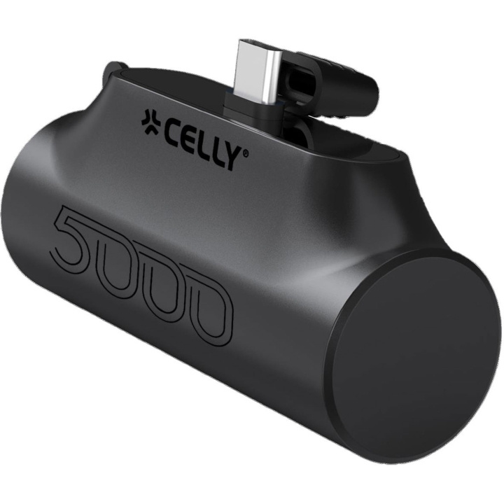 Celly PBC5000 Compact PowerBank med USB-C-kontakt 5 000 mAh Svart i gruppen SMARTTELEFON & NETTBRETT / Ladere og Kabler / Powerbanks hos TP E-commerce Nordic AB (C61385)