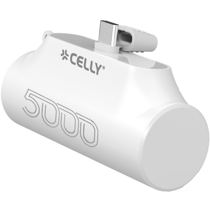 Celly PBC5000 Compact PowerBank med USB-C-kontakt 10,5 W 5000 mAh Hvit i gruppen SMARTTELEFON & NETTBRETT / Ladere og Kabler / Powerbanks hos TP E-commerce Nordic AB (C61386)