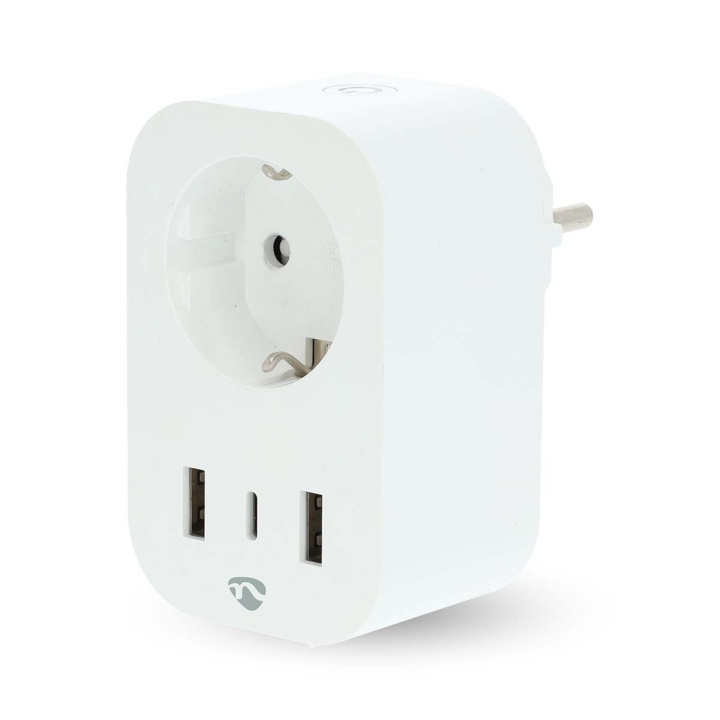 Nedis SmartLife Smart Plug | Wi-Fi | IP21 | Efektmåler | 3680 W | Type F (CEE 7/7) / 1x USB-C™ / 2x USB | 0 - 55 °C | Android™ / IOS | Hvit | 1 stk i gruppen HJEM, HUS OG HAGE / Smarthus / Smart plugs hos TP E-commerce Nordic AB (C61441)